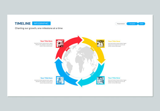 5 Step Global Circular Timeline Infographic for Business Growth Strategy Diagram
