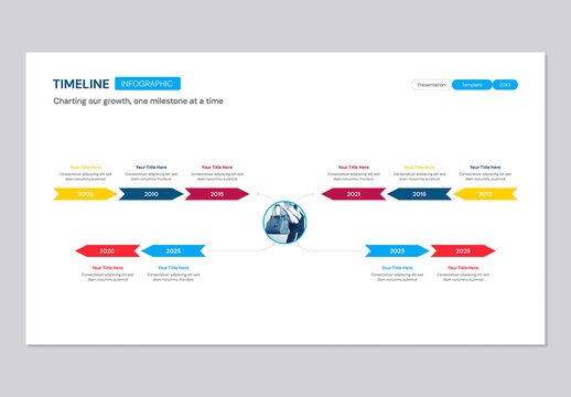 8 Steps Business Arrow Timeline Infographic Design for Company History