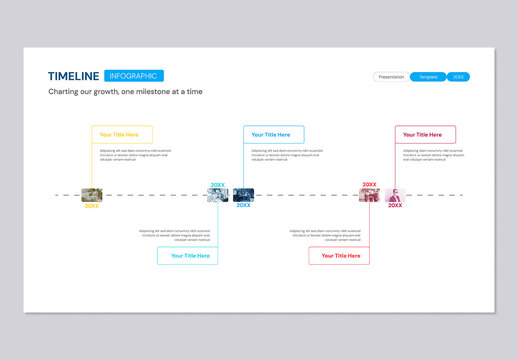Minimalist Business Timeline Infographic Design with Horizontal History Milestones