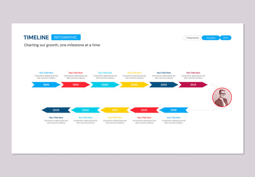 Business Timeline Infographic Design with Milestones and Progress Presentation Template