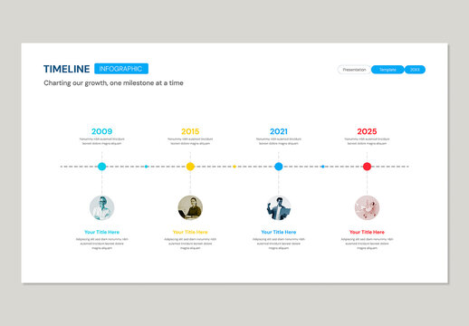 Minimalist 4 Step Timeline Infographic Template for Company History and Milestones