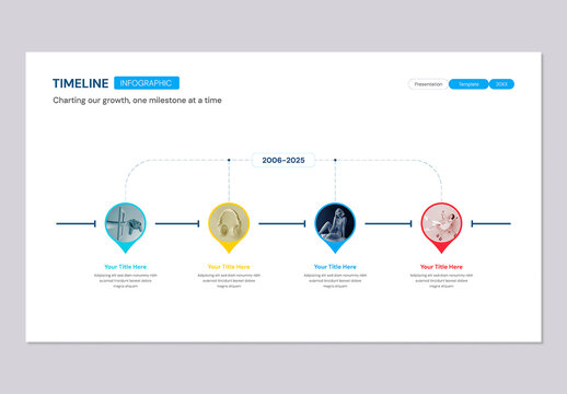 Modern Business Timeline Infographic Design with Four Success Milestones