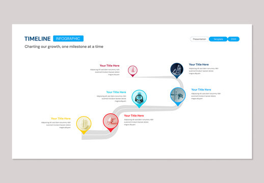 Creative 6 Step Timeline Progress Roadmap Design for Company History and Development