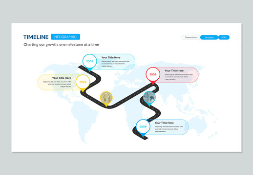 Global Roadmap Timeline Infographic for Path to World Business Growth and Milestones