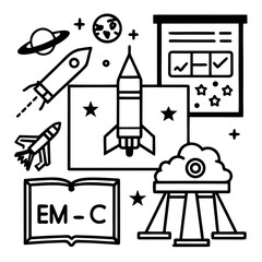Doodle art of space exploration and science education