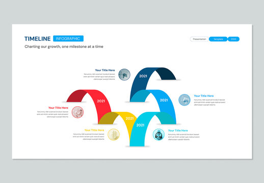 5 Steps of Business Progress Timeline Infographic with Milestones Arched