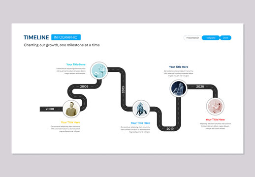 Modern Corporate History Roadmap Journey Timeline Chart Infographic Presentation Slide
