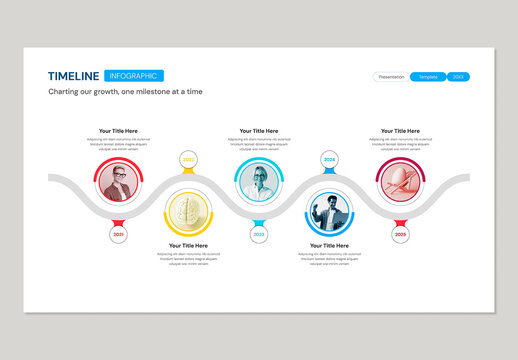 5 Milestones Wavy Timeline Infographic of Business Growth and Achievement
