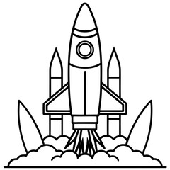 Rocket launching with smoke and flames