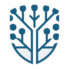 Shield formed from binary tree logo