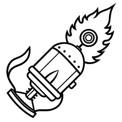 Steampunk rocket lamp with flame and smoke