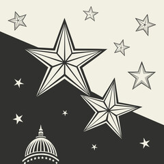 Stars and capitol dome on a split background