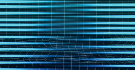 Abstract blue grid with horizontal lines and subtle distortions, creating a futuristic, technological aesthetic.