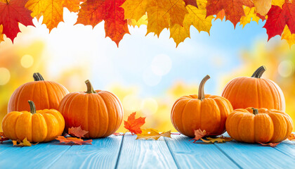 Autumn Pumpkins and Fall Leaves