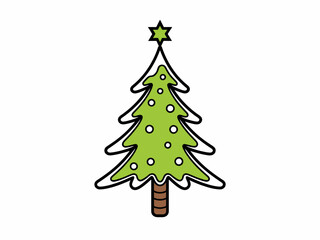 This charming illustration features a classic Christmas tree, adorned with ornaments and a star, evoking feelings of joy, festivity, and the warmth of the holiday season.