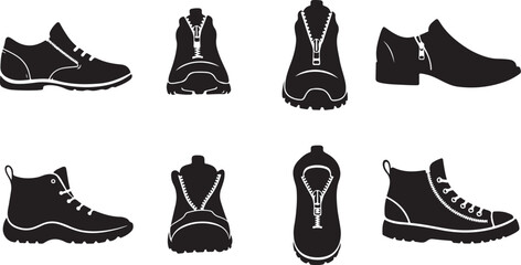 Obraz premium Variety of Fashion Footwear A Collection of Silhouette Illustrations Featuring Different Shoe Styles and Designs