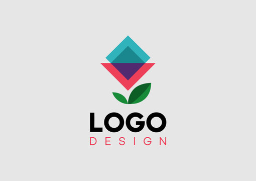 A modern logo design that features a unique flower represented through geometric shapes and a minimalist approach, perfect for branding a variety of creative ventures or businesses.