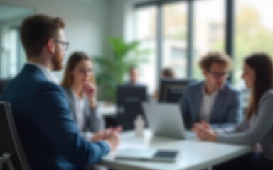 Business office with blurred people casual wear, with blurred bokeh background, blurred background. High quality