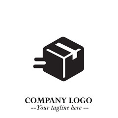 Box Moving Fast Symbol in Black on the White Background with Dynamic Delivery Design