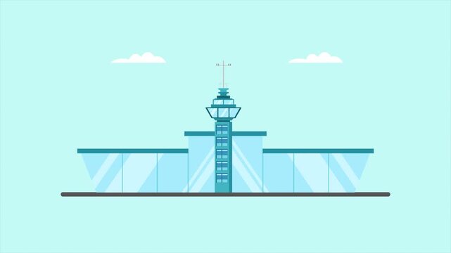 Animated video of goal plane landing. Aircraft landing and take off concept. Full length animation illustration. High quality&nbsp;4k&nbsp;footage