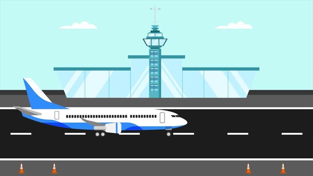 Animated video of Aircraft landing and take off concept. Full length animation illustration. High quality&nbsp;4k&nbsp;footage