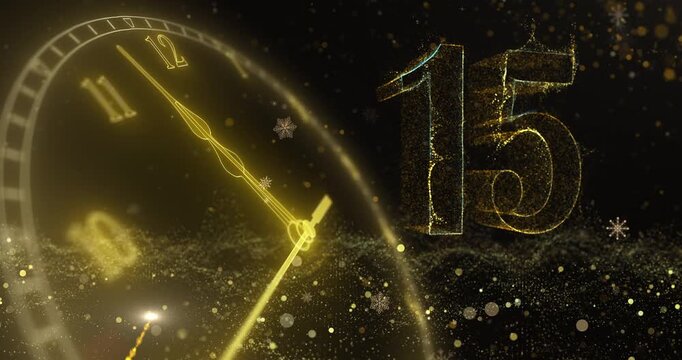 Streaming video countdowns with clock for church services. Countdown for Events like Christmas, Happy New Year or Birthdays on golden