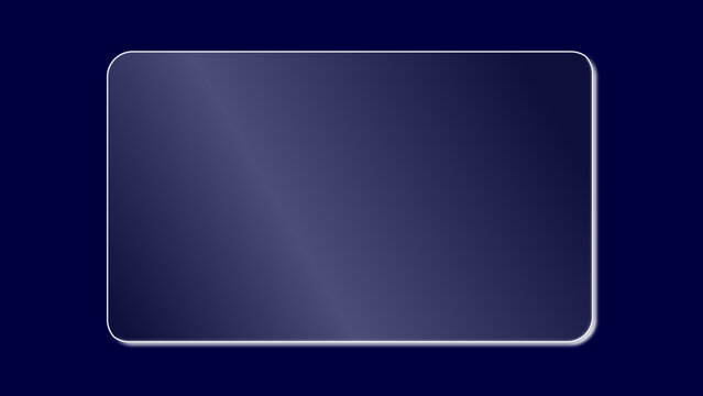 Realistic transparent crystal glass plate with light reflection. Rectangular shiny clear futuristic liquid glass panel with glare for app and web uses isolated on dark blue Bg. Vector illustration.