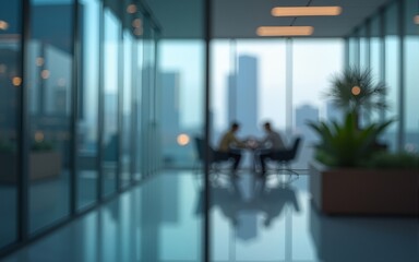 Blurred glass wall of modern business office building as background. High quality