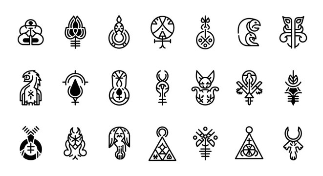 Collection of intricate mystical symbols showcasing ancient and esoteric designs for occult