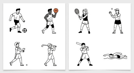 Diverse illustration depicting active individuals engaging in a variety of recreational sports