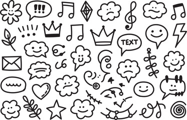Expressive Hand Drawn Doodle Faces and Icons Fun Line Art Illustration
