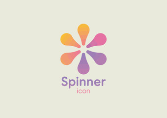 An aesthetically pleasing and vibrant spinner icon is illustrated in multiple colors, symbolizing creativity, motion, and modern digital innovation in a minimalist style.