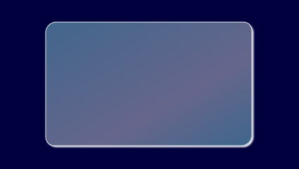 Realistic transparent crystal glass plate with light reflection. Rectangular shiny clear futuristic liquid glass panel with glare for app and web uses isolated on dark blue Bg. Vector illustration.