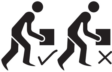 Correct lifting posture safety tips for workplace ergonomics and health  .Correct and incorrect lifting posture safety guide illustration