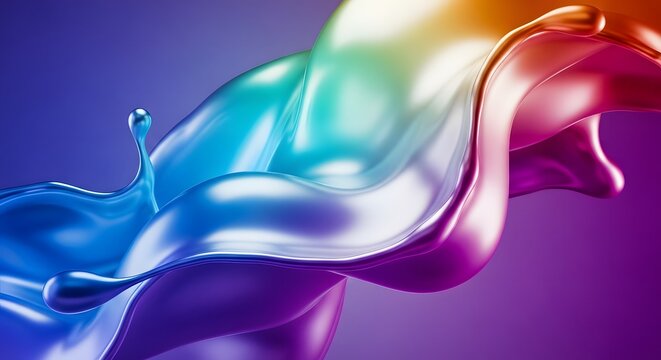 Colorful iridescent liquid splash creating abstract fluid wave wallpaper - Powered by Adobe