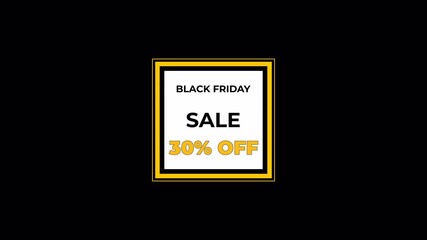 black background revealing 30 percent off frame with neon gold border and pulse effect, bold countdown vibe for high conversion ads, ideal for social stories, email headers