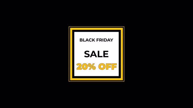 black field bold sale badge 20 percent off, white square center with golden border and soft spotlight, optimized for homepage hero modules and instore displays, store manager scheduling seasonal