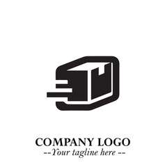 Box Moving Fast Symbol in Black on the White Background with Dynamic Delivery Design