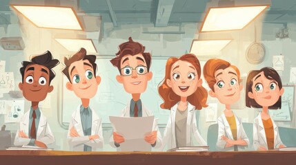 Diverse Children Scientists Reading in Laboratory Classroom