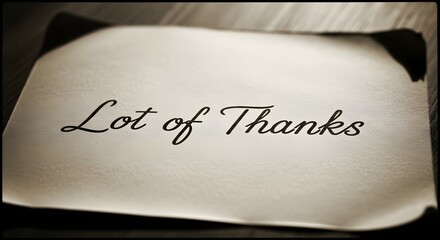 Note paper with a lot of thanks message on dark background