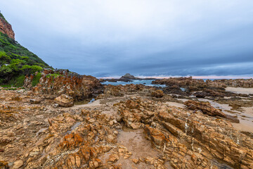 Blue hour at Coney Glen beach in Knysna, Western Cape (South Africa).