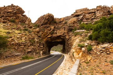 Fototapeta premium Mountain pass road tunnel Montagu, Cape Town, South Africa.
