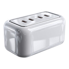 Sleek white charging station with multiple ports for modern devices