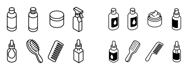 Isometric Hair Care Icons