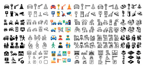 Comprehensive parking and traffic icon set