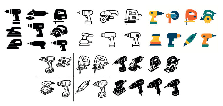 Various styles of electric power tools