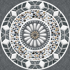 Decorative Stone Mandala Design with Geometric Accents