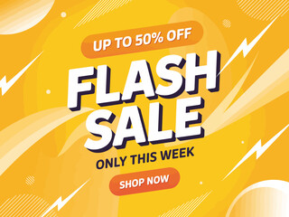 This dynamic flash sale image features bold colors and striking typography, perfect for promoting time-sensitive discounts and sales in a fun and lively manner.