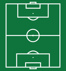 Top View Soccer Field with White Line Markings &mdash; Green Football Pitch Vector Illustration
