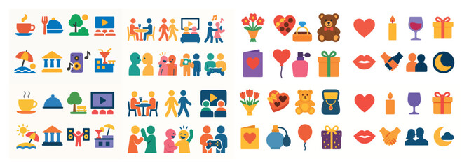 Fototapeta premium Colorful emoji icons representing various activities